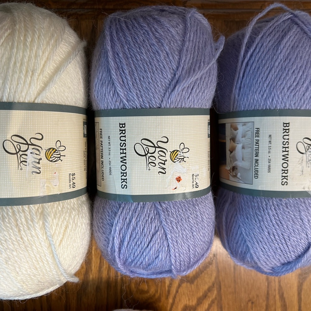 Yarn Bee Brushworks Yarn Bundle - Cream and Purple